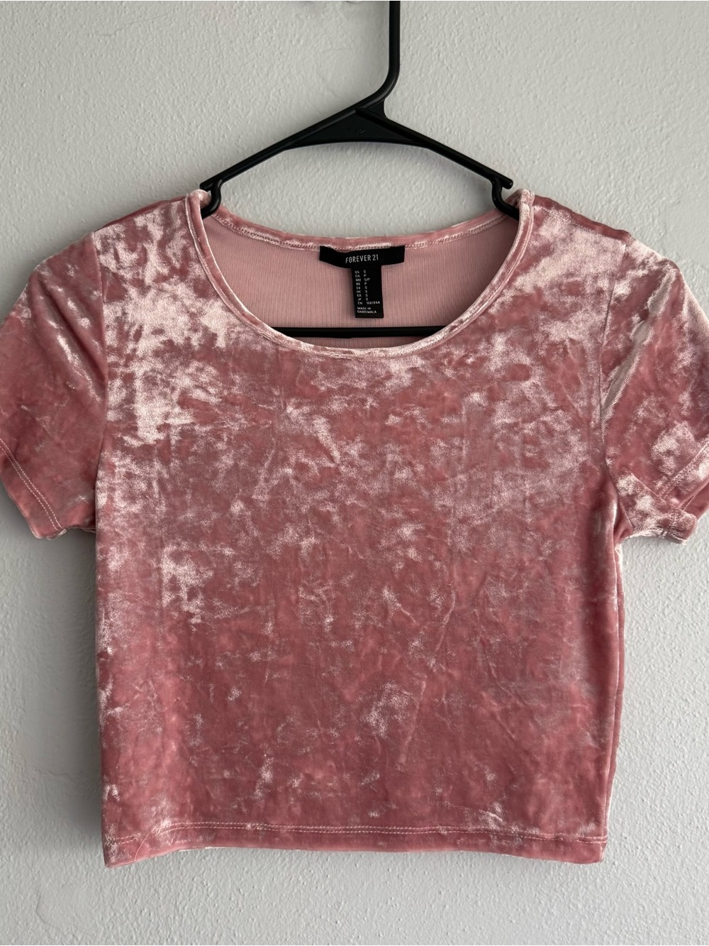 Forever 21 Dusty Pink Crushed Velvet Crop Top - Size Small